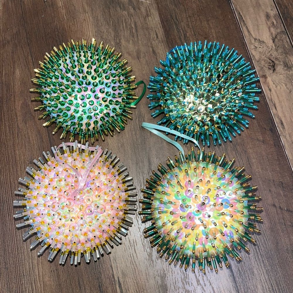 Handmade Sequin Oval Christmas Ornaments (4)